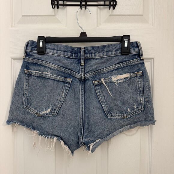 AGOLDE Parker Distressed Cut Off Shorts Size 27 Light Wash Rips Denim Jean - Picture 2 of 8